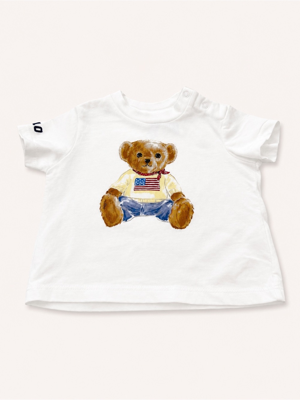 Ralph Lauren White Tee with Teddy Bear Graphic